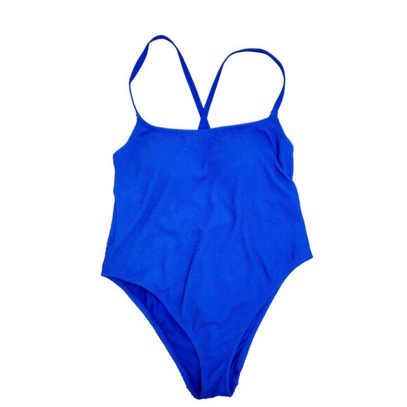 Shade & Shore Womens Blue One-Piece Swimsuit With Cross-Back Straps Size 18 - Picture 1 of 7